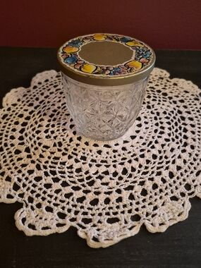 Vintage Quilted Crystal Ball Jar with Decorative Gold Fruit Lid - Home Accents